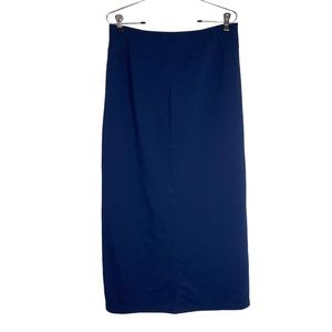 Studio Works long navy blue straight knit skirt modest size medium